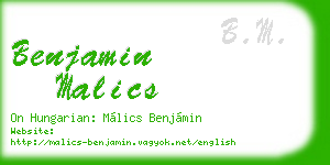 benjamin malics business card